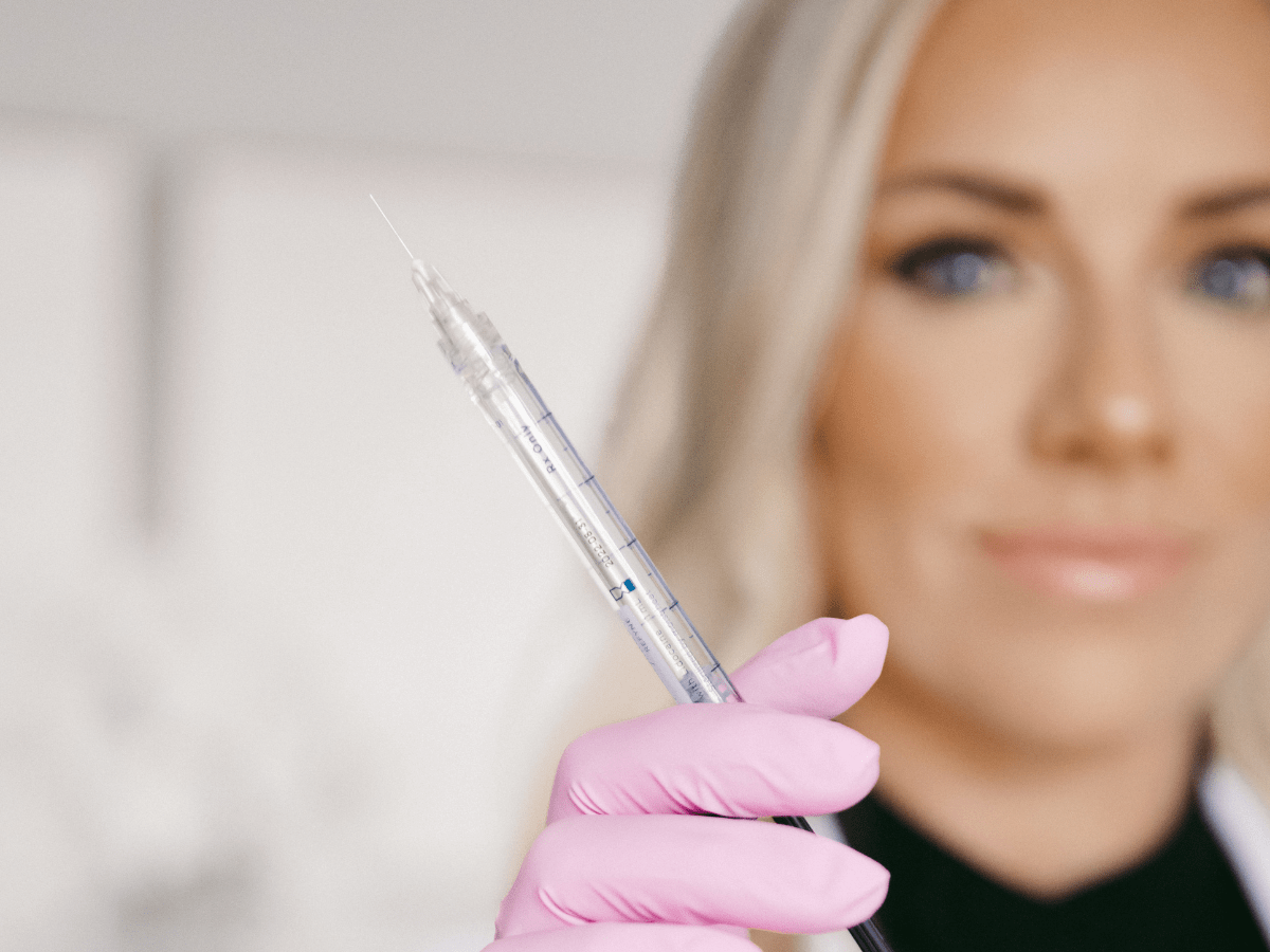 close up of botox injections